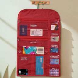 Kuber Industries Red & White Printed Foldable Hanging Document Holder With 10 Pockets-picture-53