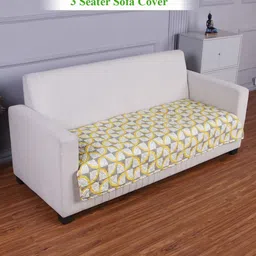 HOKIPO Yellow Polyester Printed Quilted 3 Seater Sofa Cover Seat Mat-8