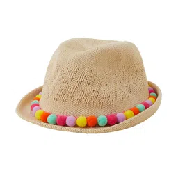 Accessorize Girls Brown Self Design Trilby Hat-image-42