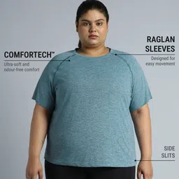 CULT Women Plus Size Moisture Wicking Solid Round Neck T-shirt-picture-9