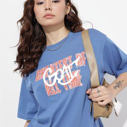 The Roadster Life Co. Typography Printed Drop-Shoulder Sleeves Pure Cotton T-shirt-image-11