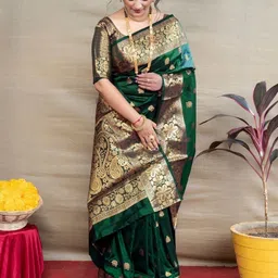 GAVUBAA Green Pure Silk Mysore Silk Sarees-picture-39