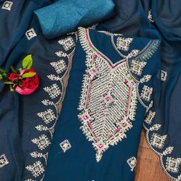SAINOOR Embroidered Silk Georgette Unstitched Dress Material-picture-48