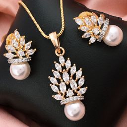 SHILLYN Gold-Plated CZ Studded Jewellery Set-image-95