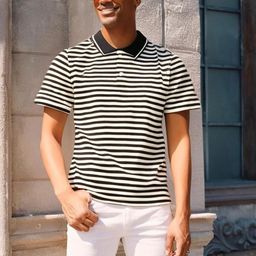 VIMAL JONNEY Men Striped Polo Collar Pockets T-shirt-image-44