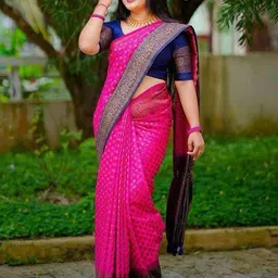 VILLE FASHION Ethnic Motifs Zari Art Silk Kanjeevaram Saree-picture-25