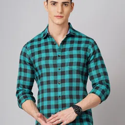 HARDSODA Men Teal Checked Casual Shirt-image-14