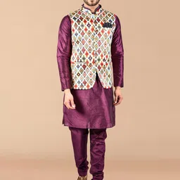 PRINTINDIA Men Regular Pure Silk Kurta with Churidar-picture-27