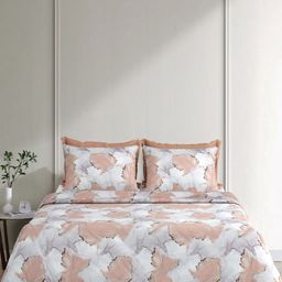 Myntra Elegant Homes Brown & White 250 TC Bedsheet with 2 Pillow Covers-picture-26