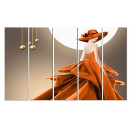 WENS Bold And Beautiful Lady 5  Pieces Laminated Wall Art Panels -  Multicolor-image-8