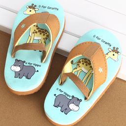 Cute Walk by Babyhug Back Strap Closure Flip Flops Giraffe Print - Blue-image-45