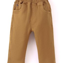 Little Kangaroo Full Length Trouser With Stretch Solid Colour - Brown-image-76