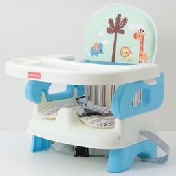 Babyhug Comfort Folding Booster Seat with 3 Point Safety Harness Built-In Cup Holder Animal Print- Blue-24