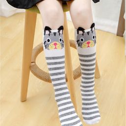 MOMISY 1 Pair of Baby Spring Winter And Autumn Combed Cotton Long Tube Knee-High Socks Suitable Age of 3 to 12 Years (StripeTiger, 3-12Y)-image-75