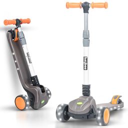 Baybee Phantom Skate Scooter for Kids -  Foldable 3 Wheel Kids Scooter with 3 Height Adjustable & Music | Kick Scooter with LED PU Wheels & Deck | Runner Scooter for Kids (ASH)-16