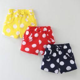 Teddy Interlock Shorts Polka Dots Printed with Bow Applique Pack of 3 - Multicolour-picture-12