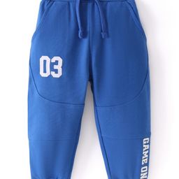 Babyhug French Terry Knit Full Length Lounge Pant Text Print - Blue-image-61