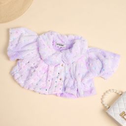 stylobug Stylo Bug Half Sleeves Sequins Embellished & Fur Detailed Shrug - Purple-picture-46