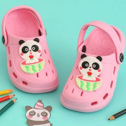 Yellow Bee Panda & Watermelon Applique Detailed Clogs - Light Pink-image-9