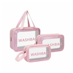 JD Fresh 3 Pieces Transparent Makeup Organizer Pouches Women - Pink-92