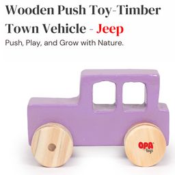 OpaToys Premium Wooden Push & Pull Toy Timber Town Racing Vehicle Violet Jeep - Eco-Friendly Fun for Little Racers-6