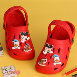 Yellow Bee Disney Featuring Mickey Mouse & Friends Applique Detailed Perforated Clogs - Red-picture-7