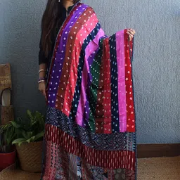 Weaves of Tradition Ethnic Motifs Block Printed Modal Silk Dupatta With Patchwork-38