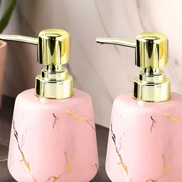UMAI Pink & Gold-Toned 2 piece Abstract Ceramic Soap Dispenser-17