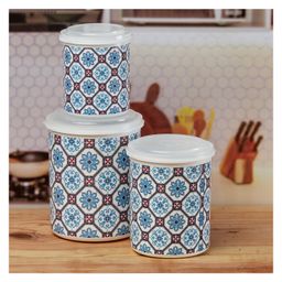 Kookee Plastic Airtight Food Storage Container with Lid, Set of 3, Round (10687) -Multicolour image 2