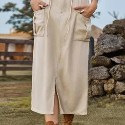 Oh Rare Women Front Slit A-Line Midi Skirts-picture-4