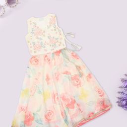 AKKRITI BY PANTALOONS Girls Floral Embroidered Ready to Wear Lehenga & Choli-picture-6