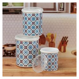 Kookee Plastic Airtight Food Storage Container with Lid, Set of 3, Round (10687) -Multicolour image 3