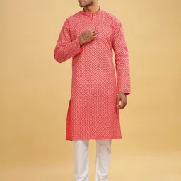 Anouk Men Geometric Flared Sleeves Thread Work Kurta-9