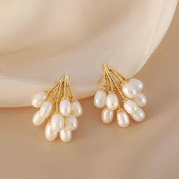 kazare Gold-Plated Artificial Stones Floral Drop Earrings-picture-6