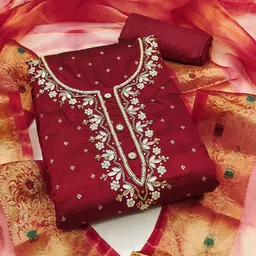 HERE&NOW Floral Woven Design Beads and Stones Unstitched Dress Material-image-70
