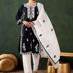 Sangria Embroidered Straight Kurta Set-image-94