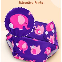 babyhug BabyhugFree Size Elephant & Abstract Prints Reusable Cloth Diaper with Inserts Pack of 2 - Multicolour image 5