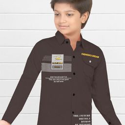 BAESD Boys Classic Regular Fit Spread Collar Typography Printed Cotton Casual Shirt-image-83