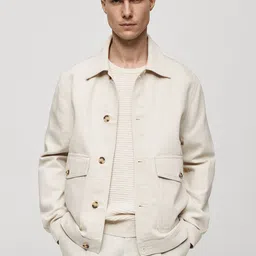 MANGO MAN Cotton Linen Tailored Jacket-image-80