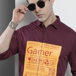 The Indian Garage Co Men Purple Comfort Graphic Printed Casual Shirt-image-43