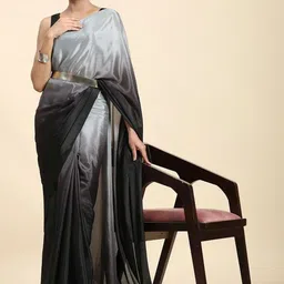 MIJAASHREE FASHION Grey Poly Chiffon Sarees-picture-0