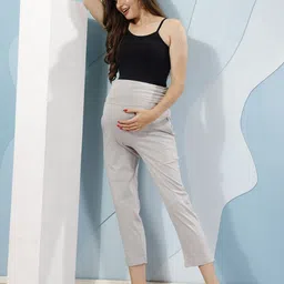 EASY MOM Cotton Ankle Length Maternity Leggings-image-46