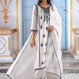 GoSriKi Women Floral Embroidered Kurta with Trousers & Dupatta-image-48