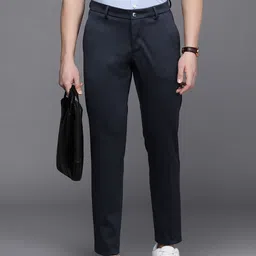 Allen Solly Men Checked Custom Slim Fit High-Rise Cropped Trousers-image-36