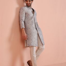 KISAH Men Self Design Indo-Western Kurta Set-picture-43