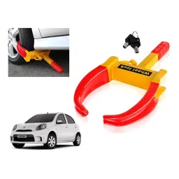 Auto Pearl Adjustable Anti Theft Yellow, Red Wheel Clamp Lock Compatible with Nissan Micra XL-image-24