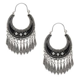 Shining Diva Fashion Silver-Toned  Black Contemporary Chandbalis-22