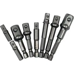 Yato GRD 8 Pcs Socket Adapter Set Oxidized, Sandblasted 25, 30, 50, 65, 72 mm Length, YT-04639-13