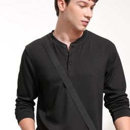 HIGHLANDER Men Self Design Henley Neck Relaxed Fit T-shirt-image-62