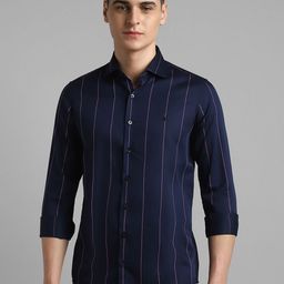 SIMON CARTER LONDON Men Spread Collar Striped Cotton Slim Fit Casual Shirt-image-72